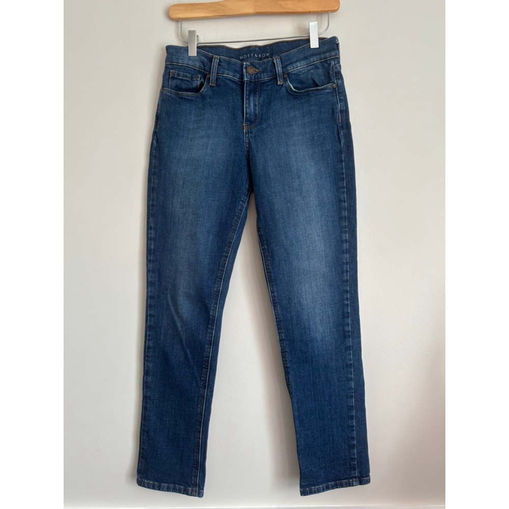 Mott & Bow Womens Size 26 Mid Rise Straight Leg Boyfriend Jeans Blue Casual